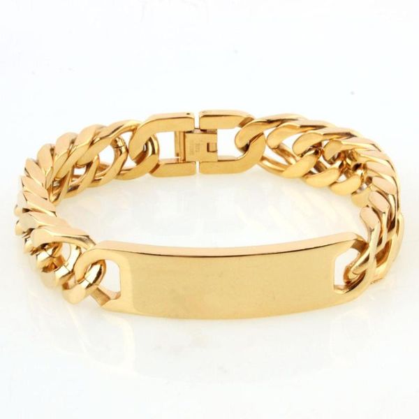 link, chain men's vintage gold miami cuban-link id tag bracelet for men stainless steel curb cuban fashion style male jewelry, Black
link, chain men's vintage gold miami cuban-link id tag bracelet for men stainless steel curb cuban fashion style male jewelry, Black