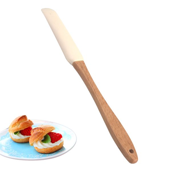 scraper durable wood handle utensil spatula cream butter removable silicone 
scraper durable wood handle utensil spatula cream butter removable silicone