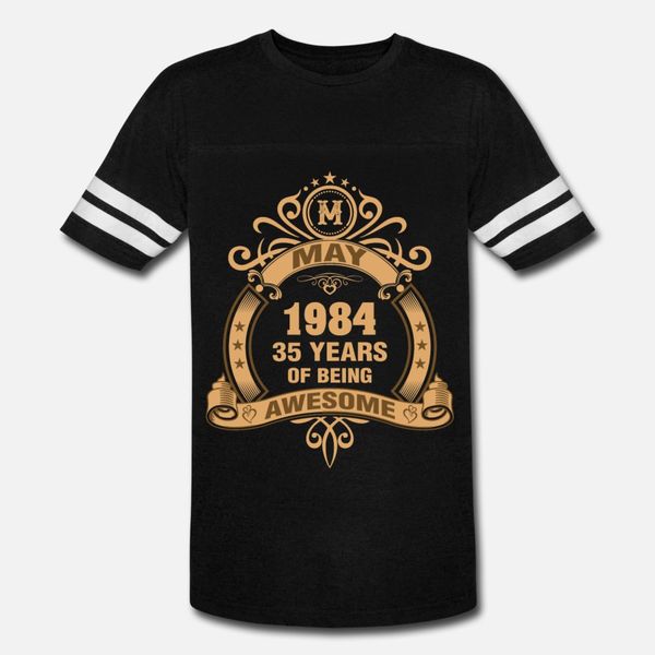 may 1984 35 years of being awesome t shirt men create cotton round collar normal loose comfortable spring family shirt, White;black
may 1984 35 years of being awesome t shirt men create cotton round collar normal loose comfortable spring family shirt, White;black