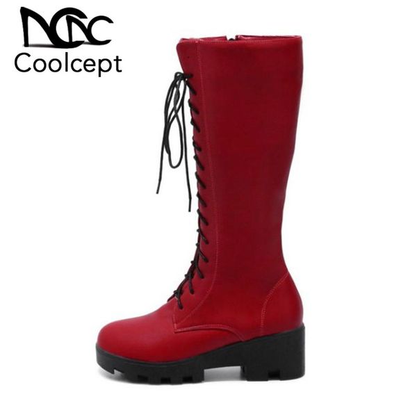 coolcept knee high boots women new winter casual thick bottom platform shoes women zipper lace up warm knight boots size 34-43, Black
coolcept knee high boots women new winter casual thick bottom platform shoes women zipper lace up warm knight boots size 34-43, Black