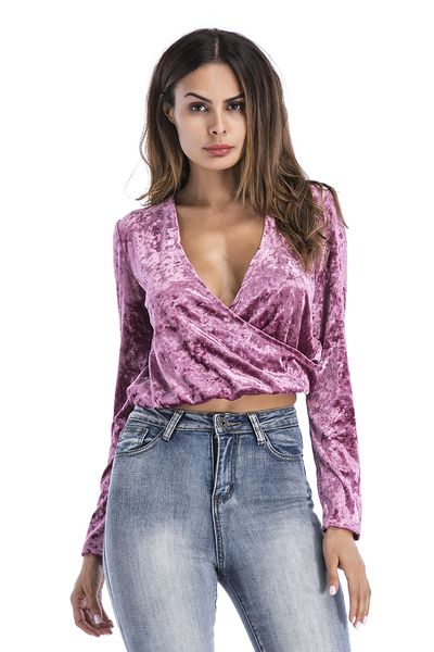 autumn spring women cross v-neck blouse crop long sleeve velvet shirts solid color female casual elegant s-xl, White
autumn spring women cross v-neck blouse crop long sleeve velvet shirts solid color female casual elegant s-xl, White