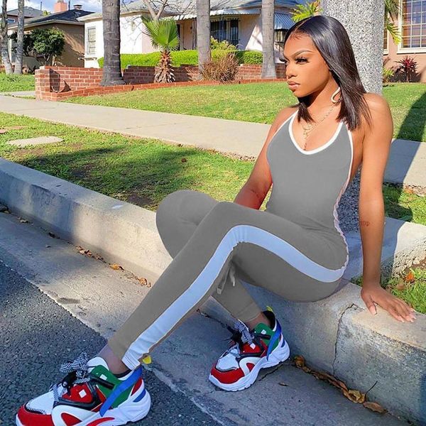 casual natural color capris rompers women designer clothes womens jumpsuits striped panelled skinny halter sleeveless jumpsuits, Black;white
casual natural color capris rompers women designer clothes womens jumpsuits striped panelled skinny halter sleeveless jumpsuits, Black;white