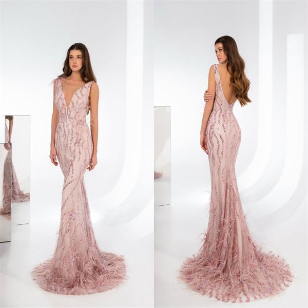 bling pink blush evening dresses v-neck sleeveless sequins feather lace mermaid prom dress sweep train custom made formal party dress, Black;red
bling pink blush evening dresses v-neck sleeveless sequins feather lace mermaid prom dress sweep train custom made formal party dress, Black;red