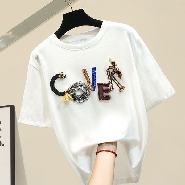 embroidery beading letters short sleeve t shirt women o-neck white tee shirt femme cotton loose basic tshirt 2020 summer
embroidery beading letters short sleeve t shirt women o-neck white tee shirt femme cotton loose basic tshirt 2020 summer