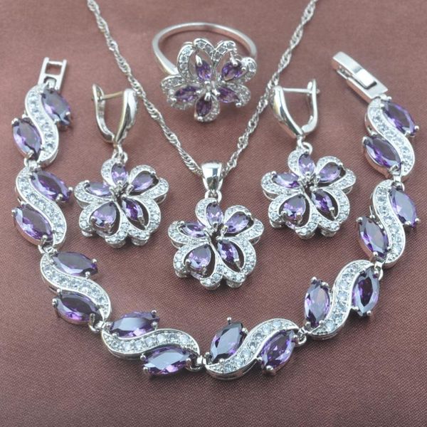 purple crystal women's jewelry set silver color bracelet necklace pendant earrings ring with cubic zirconia 2020 new yz0533
purple crystal women's jewelry set silver color bracelet necklace pendant earrings ring with cubic zirconia 2020 new yz0533