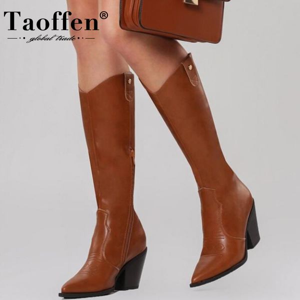 taoffen new woman high heel boots thick heel knee high boots woman fashion cool winter shoes party footwear size 36-41, Black
taoffen new woman high heel boots thick heel knee high boots woman fashion cool winter shoes party footwear size 36-41, Black