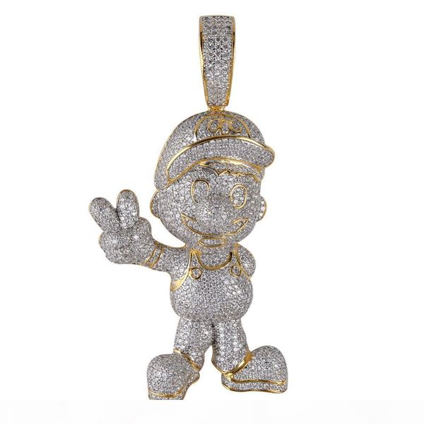 hip hop fashion cz cubic zircon gold super mario iced out chain pendant necklace hip hop jewelry men, Silver
hip hop fashion cz cubic zircon gold super mario iced out chain pendant necklace hip hop jewelry men, Silver