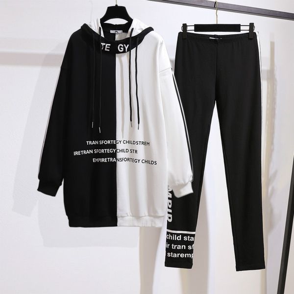 women's autumn 20fw women's 200 pounds fat sister hooded color matching sweater slimming leggings fashion casual suit 2xl-6xl, White
women's autumn 20fw women's 200 pounds fat sister hooded color matching sweater slimming leggings fashion casual suit 2xl-6xl, White