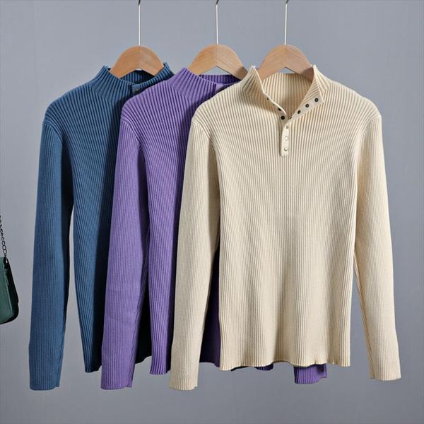 new fashion women autumn winter sweater thick rib warm pullover sweater with botton knitted female top, White;black
new fashion women autumn winter sweater thick rib warm pullover sweater with botton knitted female top, White;black