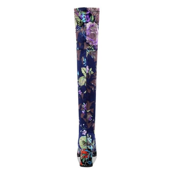 women winter over the knee boots pointed toe block high heels slip on boots lady vintage floral printed slim stretchy shoes, Black
women winter over the knee boots pointed toe block high heels slip on boots lady vintage floral printed slim stretchy shoes, Black