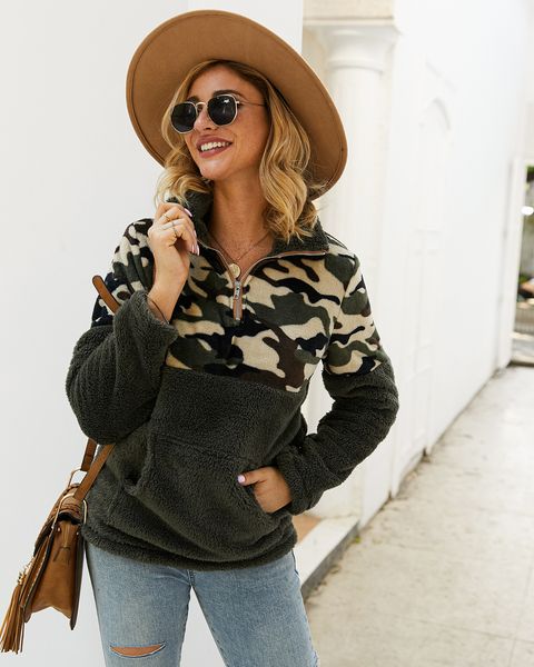 long sleeve leopard patchwork pullover sweatshirt, Black