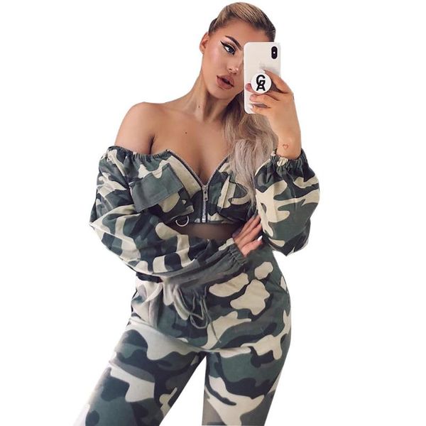 womens two piece sets camouflage print women sportswear matching set slash neck zipper jacket long sleeve crop pants suit, Gray
womens two piece sets camouflage print women sportswear matching set slash neck zipper jacket long sleeve crop pants suit, Gray