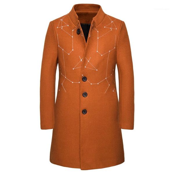 single breasted clothes fashion male long coat designer mens casual woolen coat constellation line embroidery homme, Black
single breasted clothes fashion male long coat designer mens casual woolen coat constellation line embroidery homme, Black