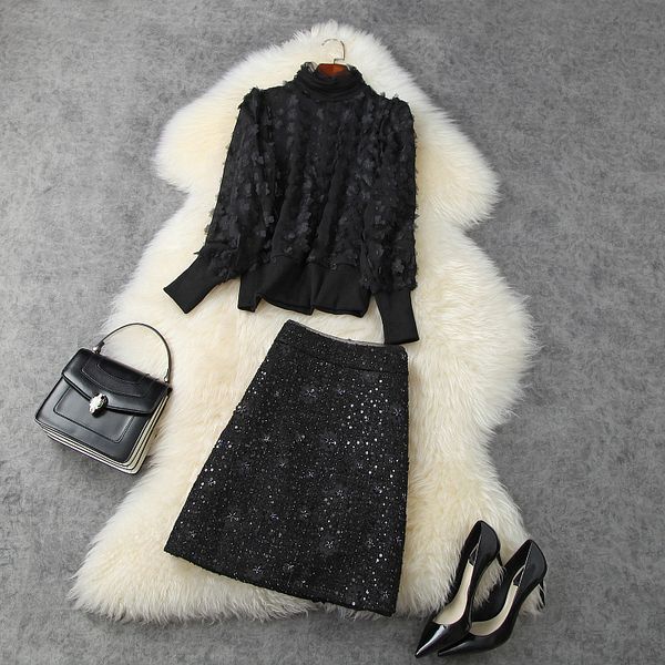 european and american women's clothing 2020 autumn new style long-sleeved applique sweater sequined tweed skirt fashion suit, White
european and american women's clothing 2020 autumn new style long-sleeved applique sweater sequined tweed skirt fashion suit, White
