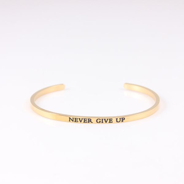 bangle never give up gold inspirational 316l stainless steel for women men, Black
bangle never give up gold inspirational 316l stainless steel for women men, Black