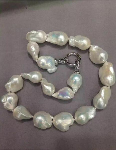 gorgeous 20-28mm south sea baroque white pearl necklace 18inch 36", Silver 
gorgeous 20-28mm south sea baroque white pearl necklace 18inch 36", Silver