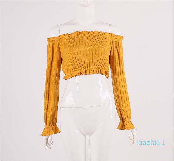 off the shoulder for women t shirt female autumn skinny fashion long petal sleeve crop tees cotton t -shirt, White
off the shoulder for women t shirt female autumn skinny fashion long petal sleeve crop tees cotton t -shirt, White