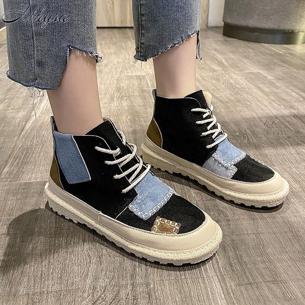 2020 new women's shoes autumn color matching suede shoes lace-up comfortable flat sports casual zapatos de mujer, Black
2020 new women's shoes autumn color matching suede shoes lace-up comfortable flat sports casual zapatos de mujer, Black