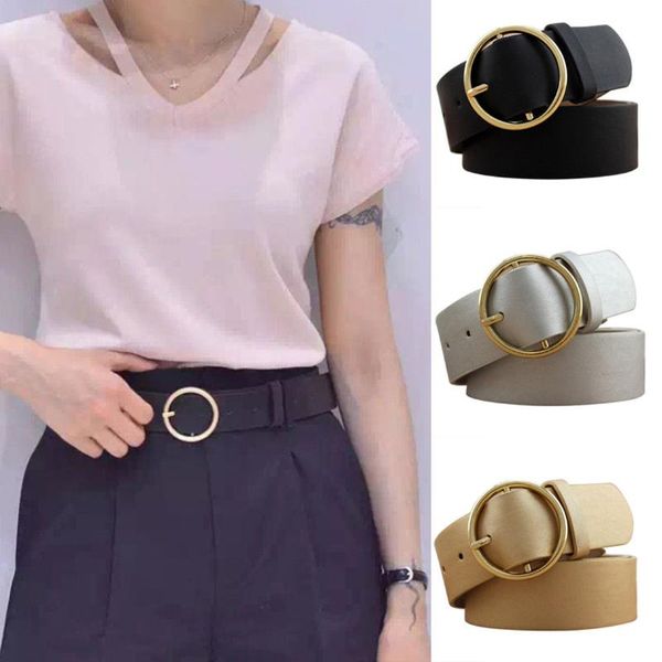 women lady vintage metal boho casual leather round buckle waist belt waistband, Black;brown
women lady vintage metal boho casual leather round buckle waist belt waistband, Black;brown