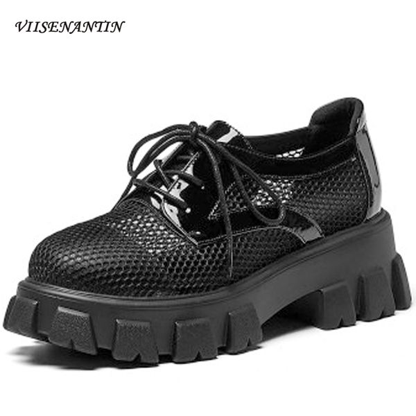 round toe genuine leather chunky sole platform casual summer fashion shoes women mesh breathable lace-up high heel hollow pupms, Black
round toe genuine leather chunky sole platform casual summer fashion shoes women mesh breathable lace-up high heel hollow pupms, Black