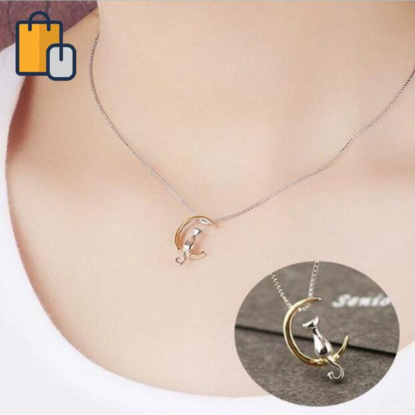 pendant necklaces simple necklace jewelry animal shape cat moon women charm link chain, Silver
pendant necklaces simple necklace jewelry animal shape cat moon women charm link chain, Silver