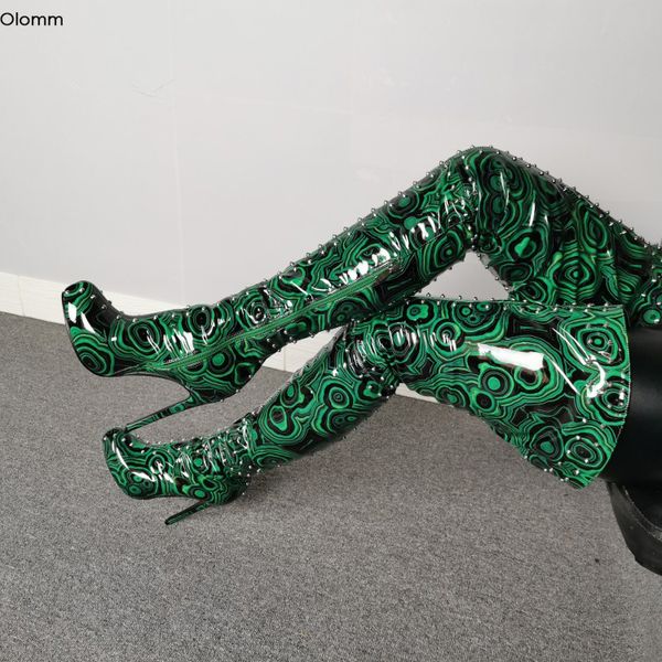 olomm women platform thigh high boots rivets stiletto high heels boots round toe green night club shoes women us size 5-15, Black
olomm women platform thigh high boots rivets stiletto high heels boots round toe green night club shoes women us size 5-15, Black