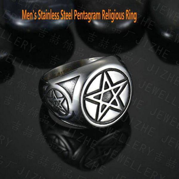 men's stainless steel ring five-pointed star religious index finger ring pentagram, Golden;silver
men's stainless steel ring five-pointed star religious index finger ring pentagram, Golden;silver