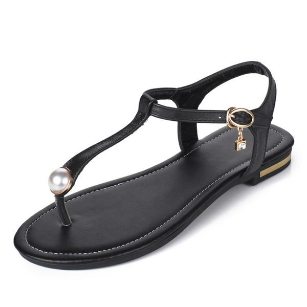 toed cowhide beaded women's sandals large size shoes flat shoes plus small size us3-us10.5, Black
toed cowhide beaded women's sandals large size shoes flat shoes plus small size us3-us10.5, Black