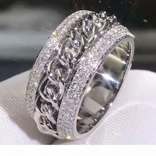 victoria wieck vecalon sparkling luxury jewelry 925 sterling silver pave tiny white sapphire cz diamond women wedding chain rotatable ring, Slivery;golden
victoria wieck vecalon sparkling luxury jewelry 925 sterling silver pave tiny white sapphire cz diamond women wedding chain rotatable ring, Slivery;golden