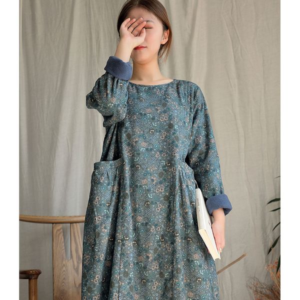 scuwlinen 2020 autumn winter women dress vinatge floral print long-sleeve thick warm fleece long dress s1016, Black;gray
scuwlinen 2020 autumn winter women dress vinatge floral print long-sleeve thick warm fleece long dress s1016, Black;gray