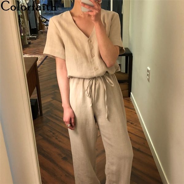 colorfaith 2020 new summer women jumpsuits & rompers casual cotton and linen ankle-length pants pockets lace up playsuit js1114, Black;white
colorfaith 2020 new summer women jumpsuits & rompers casual cotton and linen ankle-length pants pockets lace up playsuit js1114, Black;white