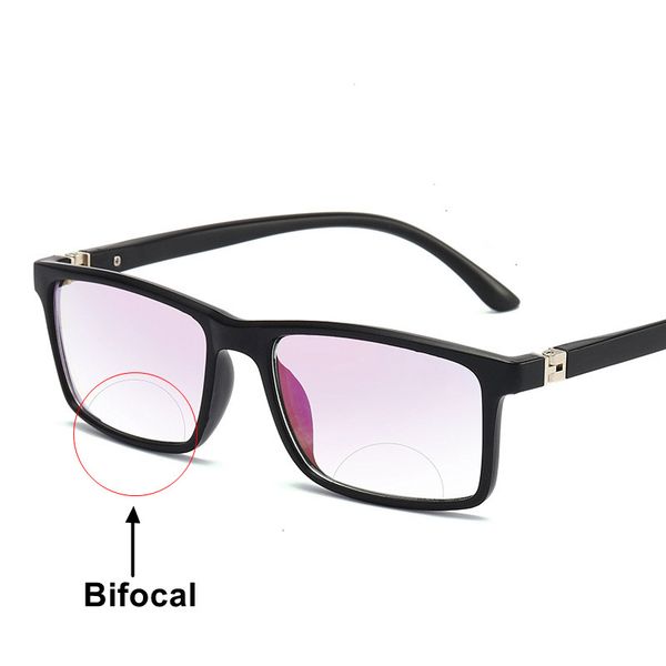 bifocal anti blue reading glasses portable multifocal presbyopic glasses magnification square diopter +1 +1.5 +2 +4, White;black