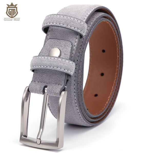 luxury genuine suede leather belts for men male with vintage brushed nickel pin buckle 90-130cm t200511, Black;brown 
luxury genuine suede leather belts for men male with vintage brushed nickel pin buckle 90-130cm t200511, Black;brown