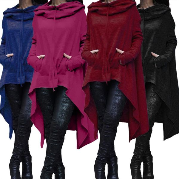 casual women sweatshirt solid color draw cord long sleeve poncho loose irregular hooded sweatshirt hoodies for womens clothing, Black
casual women sweatshirt solid color draw cord long sleeve poncho loose irregular hooded sweatshirt hoodies for womens clothing, Black