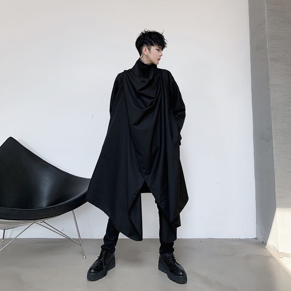 men's trench coats fashion men cloak punk style solid long sleeve irregular cape cotton outwear japanese coat, Tan;black
men's trench coats fashion men cloak punk style solid long sleeve irregular cape cotton outwear japanese coat, Tan;black