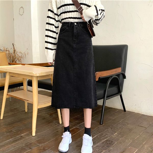 denim skirt women slim casual high waist a-line elegant high street y2k jean skirts korean style 2020 autumn women's clothing, Black
denim skirt women slim casual high waist a-line elegant high street y2k jean skirts korean style 2020 autumn women's clothing, Black