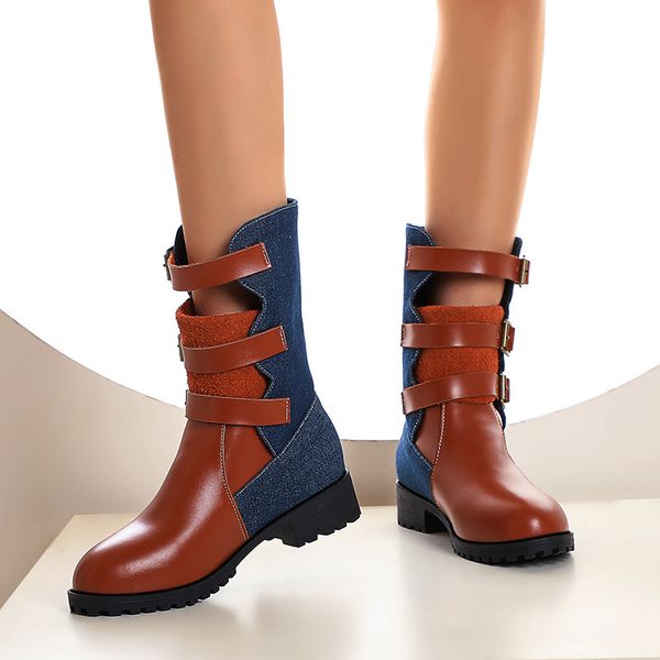 ymechic autumn 2020 buckle strap denim pu chunky heels british style women shoes mid calf long biker knight boots female red, Black
ymechic autumn 2020 buckle strap denim pu chunky heels british style women shoes mid calf long biker knight boots female red, Black