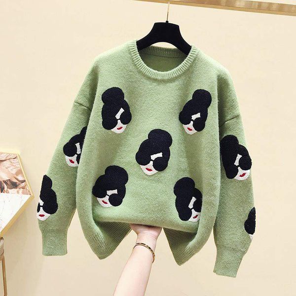 cartoon girl pattern knitted women's sweater o-neck print loose female pullovers winter 2020 fashion warm school ladies sweaters, White;black
cartoon girl pattern knitted women's sweater o-neck print loose female pullovers winter 2020 fashion warm school ladies sweaters, White;black