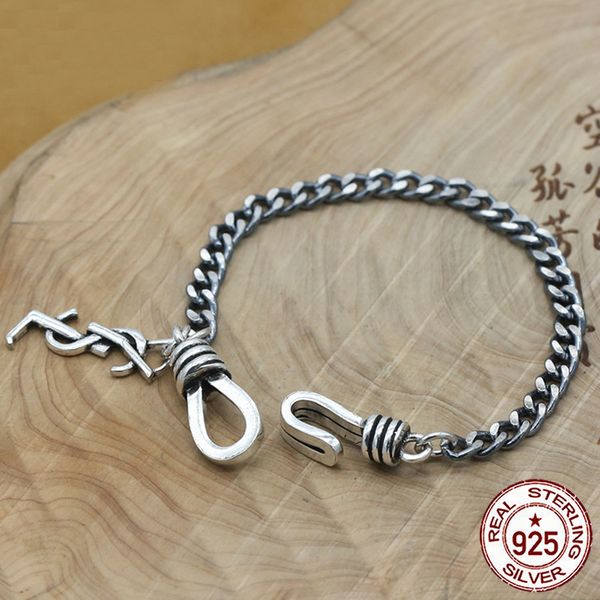 100% s925 sterling silver bracelet personality sleek minimalist retro style chain to send gifts for lovers 2019 new hot, Black
100% s925 sterling silver bracelet personality sleek minimalist retro style chain to send gifts for lovers 2019 new hot, Black