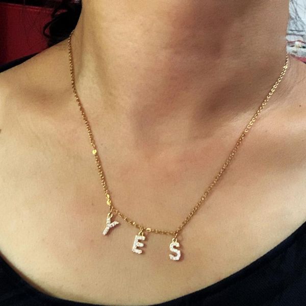 pendant necklaces 3 letters custom made charm pendants necklace shinning micro pave zircon 26 initial alphabet name stainless steel chain, Silver
pendant necklaces 3 letters custom made charm pendants necklace shinning micro pave zircon 26 initial alphabet name stainless steel chain, Silver