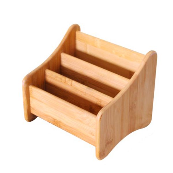 home luxury stand deskorganizer remote control holder bamboo with 3 pockets