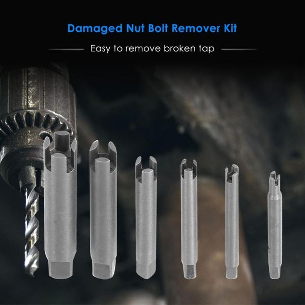 6pcs/set alloy steel broken head taps remove stripped screw tap extractor drill bits guide set broken bolt stud remover
6pcs/set alloy steel broken head taps remove stripped screw tap extractor drill bits guide set broken bolt stud remover