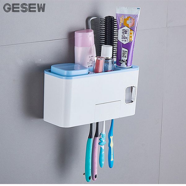 gesew toothbrush holder automatic toothpaste dispenser squeezer wall-mount storage shelf toothbrush case bathroom accessories
gesew toothbrush holder automatic toothpaste dispenser squeezer wall-mount storage shelf toothbrush case bathroom accessories