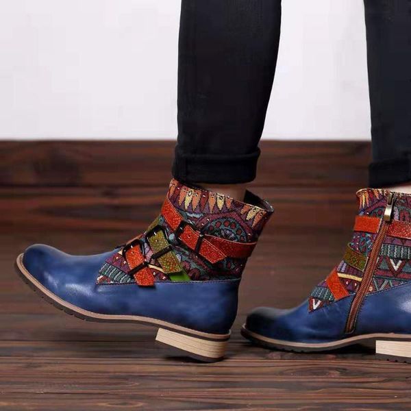 new women walking shoes vintage ethnic style pu leather boots women's shoes stitching flat side zipper ankle boots female
new women walking shoes vintage ethnic style pu leather boots women's shoes stitching flat side zipper ankle boots female