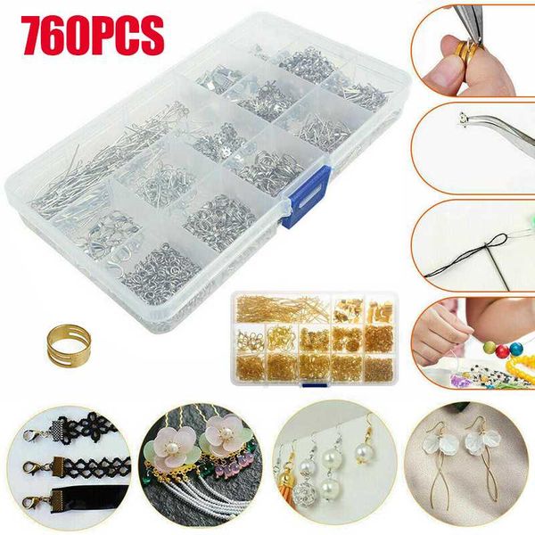 760pcs earring jewellery making kit copper wire open jump ring earring hook jewelry findings accessory with case for diy, Silver
760pcs earring jewellery making kit copper wire open jump ring earring hook jewelry findings accessory with case for diy, Silver
