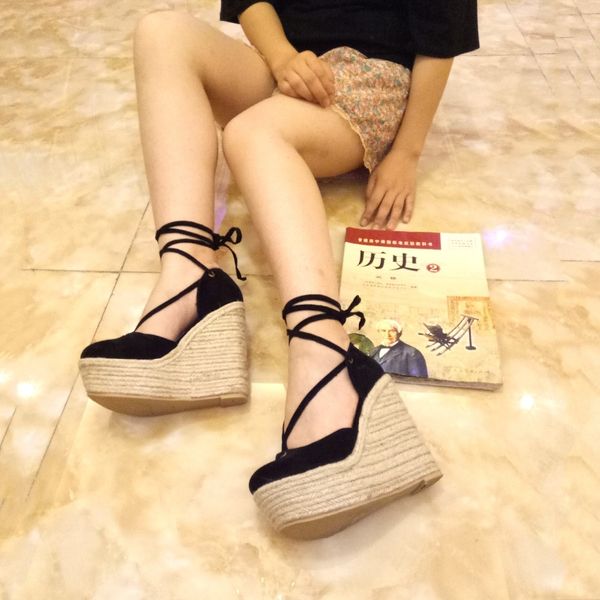 women sandals casual linen wedge ankle strap high heel 12cm ladies girl platform pump espadrilles student shoes y200620, Black
women sandals casual linen wedge ankle strap high heel 12cm ladies girl platform pump espadrilles student shoes y200620, Black