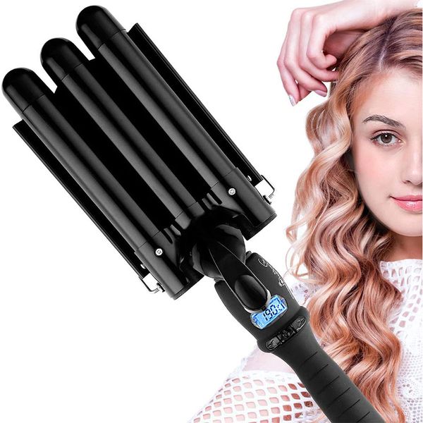 3 barrel curling iron hair waver hair curler, professional salon ceramic curling iron new hair styling tools with lcd display(black
3 barrel curling iron hair waver hair curler, professional salon ceramic curling iron new hair styling tools with lcd display(black