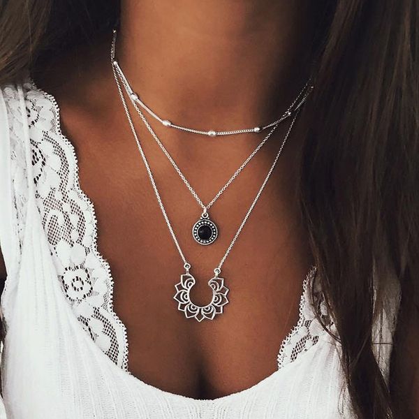 s1736 fashion jewelry multi-layer necklace metal sunflower pendant chain necklace, Silver
s1736 fashion jewelry multi-layer necklace metal sunflower pendant chain necklace, Silver