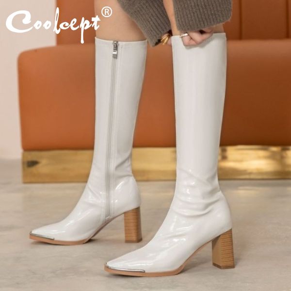 coolcept new women high heel boots square toe zipper shoes thick boots women fashion winter shoes party size 34-50, Black
coolcept new women high heel boots square toe zipper shoes thick boots women fashion winter shoes party size 34-50, Black