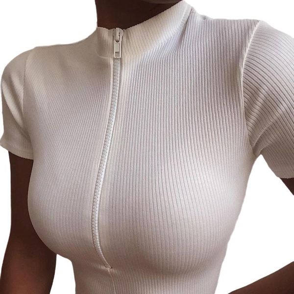 women's blouses & shirts 2021 fashion slim fit zipper stretch knitted women bustier corset high neck skinny cropped, White
women's blouses & shirts 2021 fashion slim fit zipper stretch knitted women bustier corset high neck skinny cropped, White